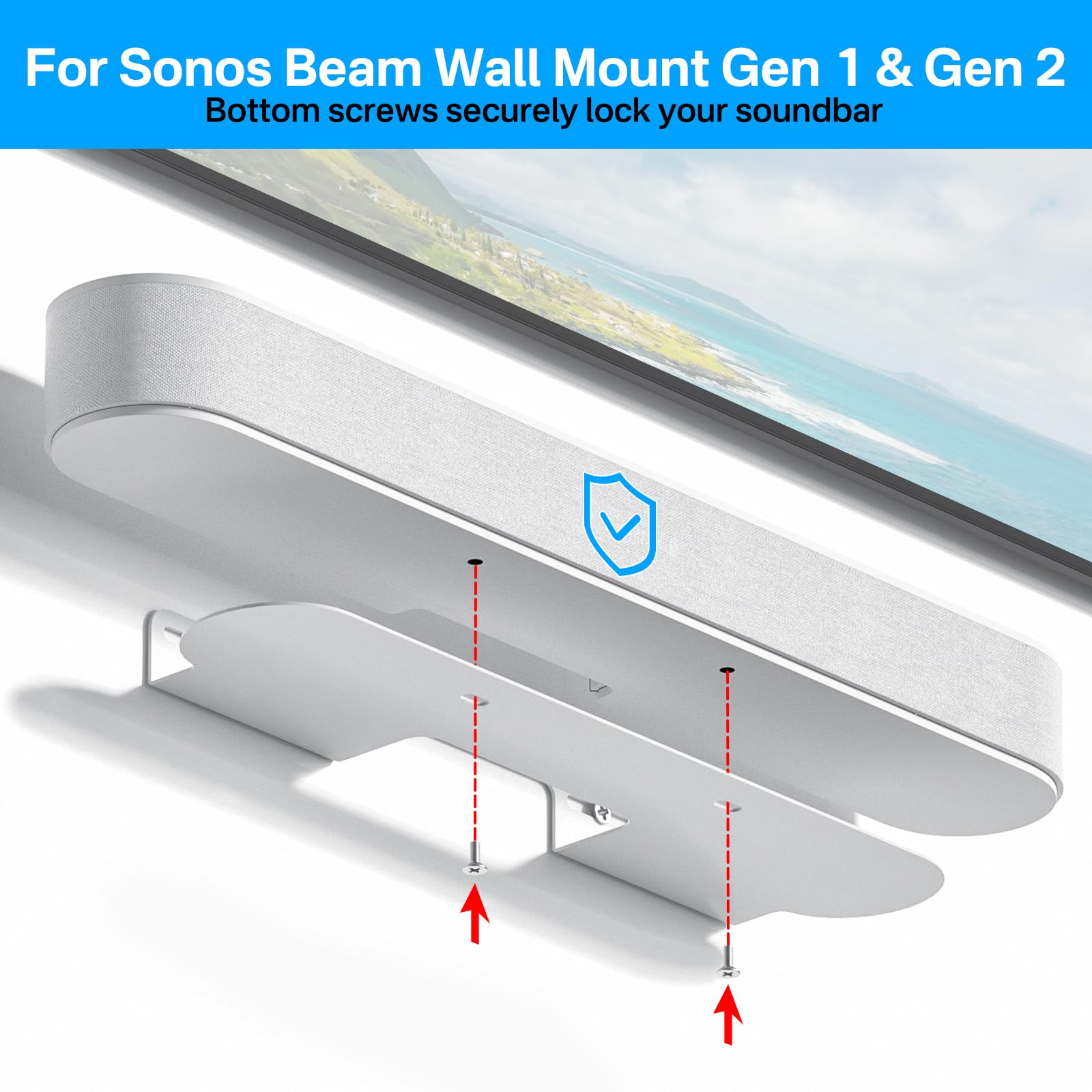 notiela Soundbar Mount for Sonos Beam Wall Mount White - Heavy